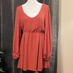 Forever 21 Red Polka Dot Long Sleeve Dress